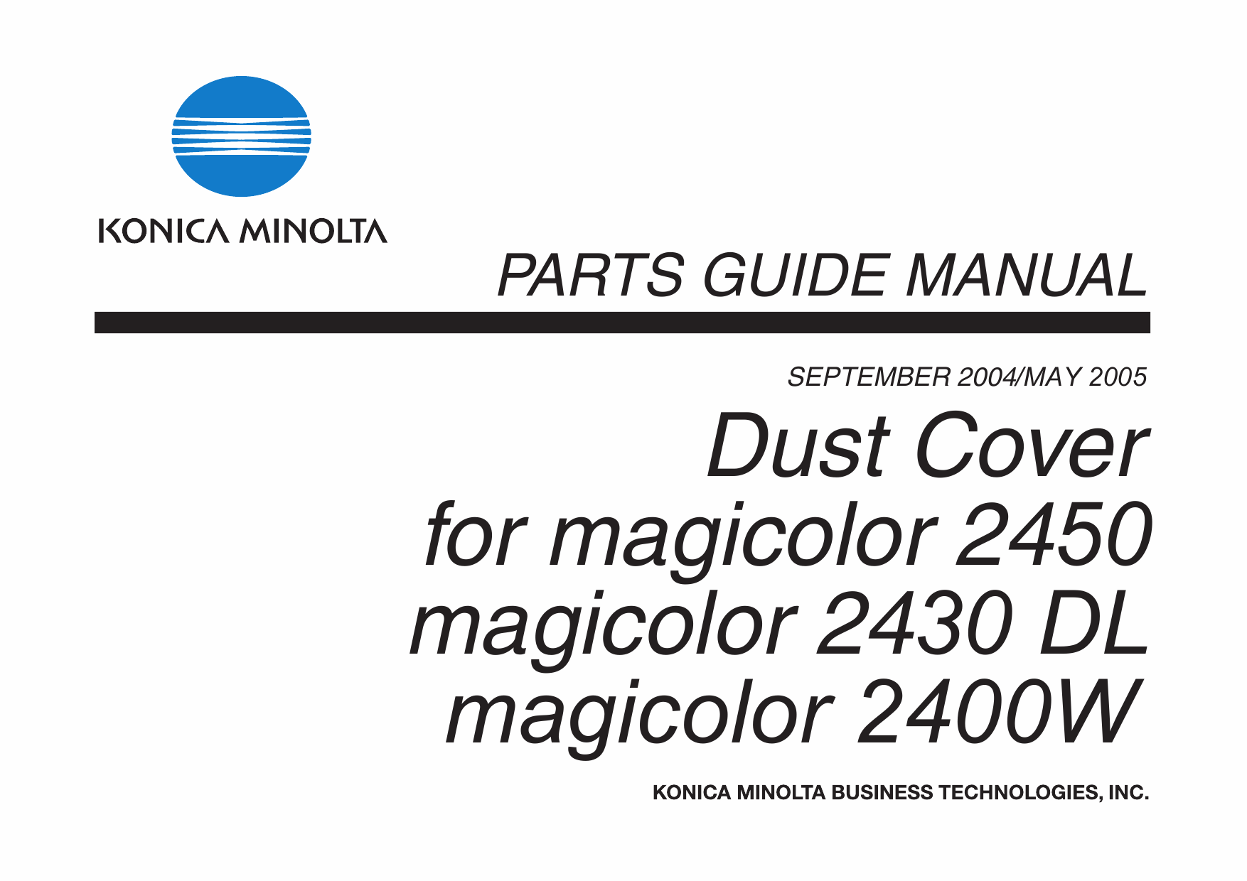 Konica-Minolta magicolor 2400W 2430DL 2450 Dust-Cover Parts Manual-1